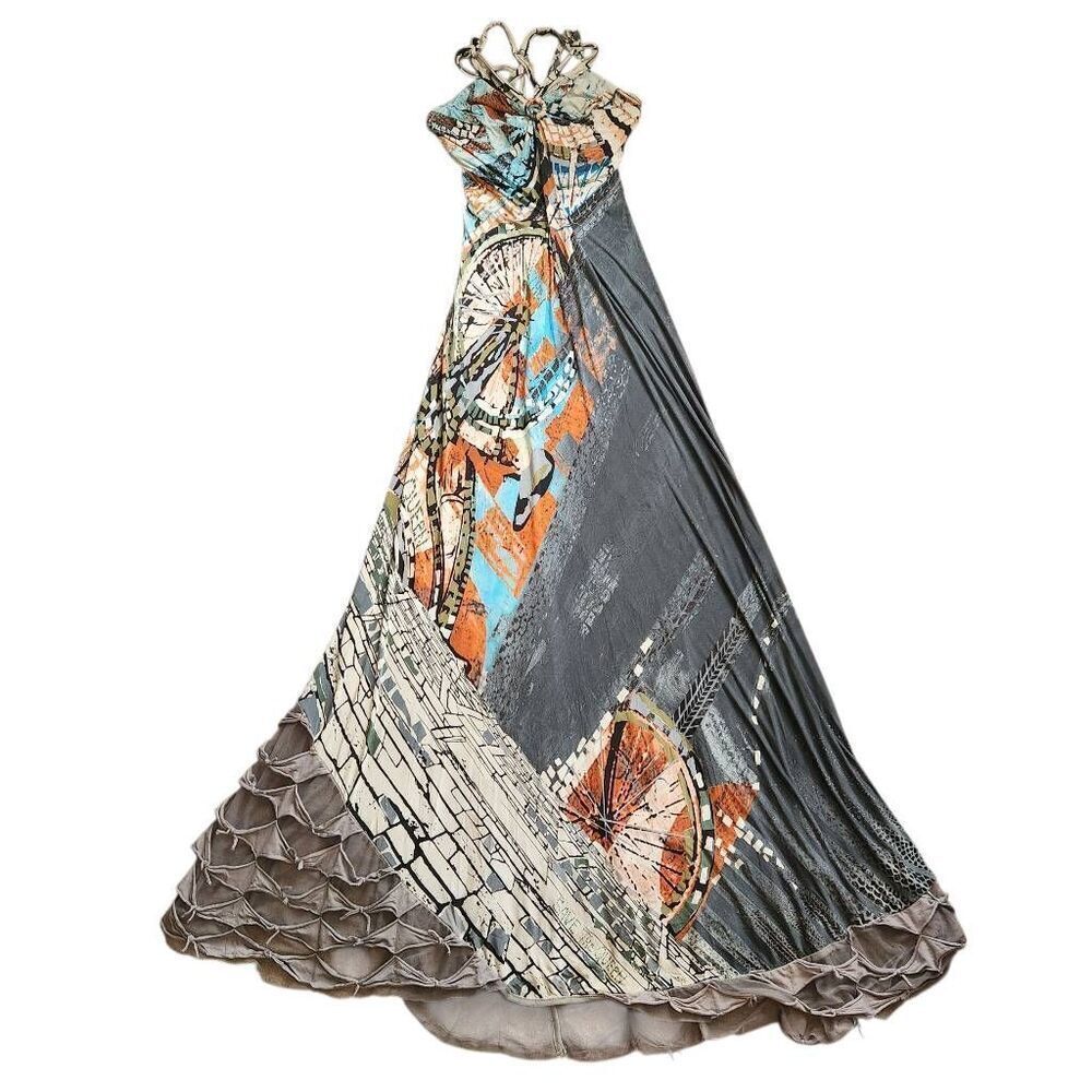 Vintage Save the Queen Maxi Dress Large Abstract Punk Grunge